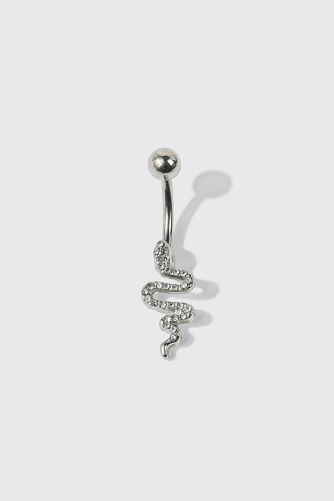 Ardene Embellished Snake Navel Piercing in Silver