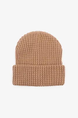 Ardene Waffle Knit Beanie in Beige | 100% Acrylic