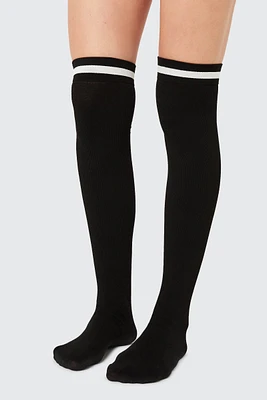 Ardene Over-the-Knee Socks with Stripe in Black