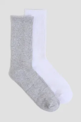 Ardene Cotton Sport Crew Socks in Light Grey