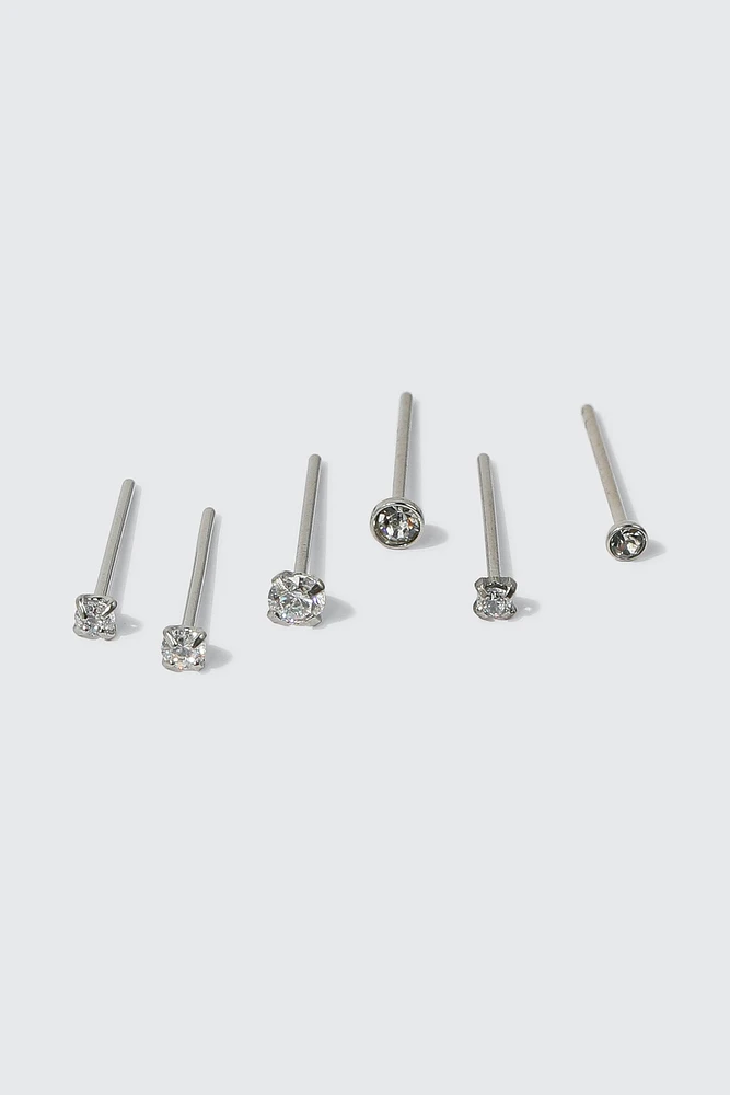 Ardene 6-Pack Nose Studs in Silver