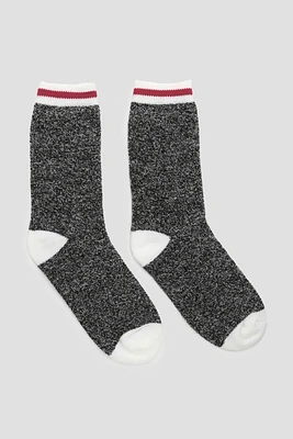 Ardene Thermal Crew Socks in Burgundy | Polyester/Elastane