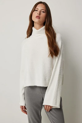 Ardene Bell Sleeve Turtleneck Sweater in White | Size | Nylon