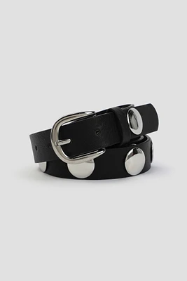 Ardene Large Studded Belt in Black | Size | Faux Leather