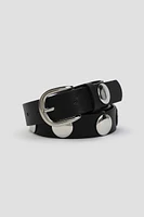 Ardene Large Studded Belt in Black | Size Small | Faux Leather
