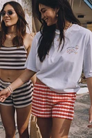 Ardene Jacquard Striped Shorts in Red | Size | Polyester/Elastane