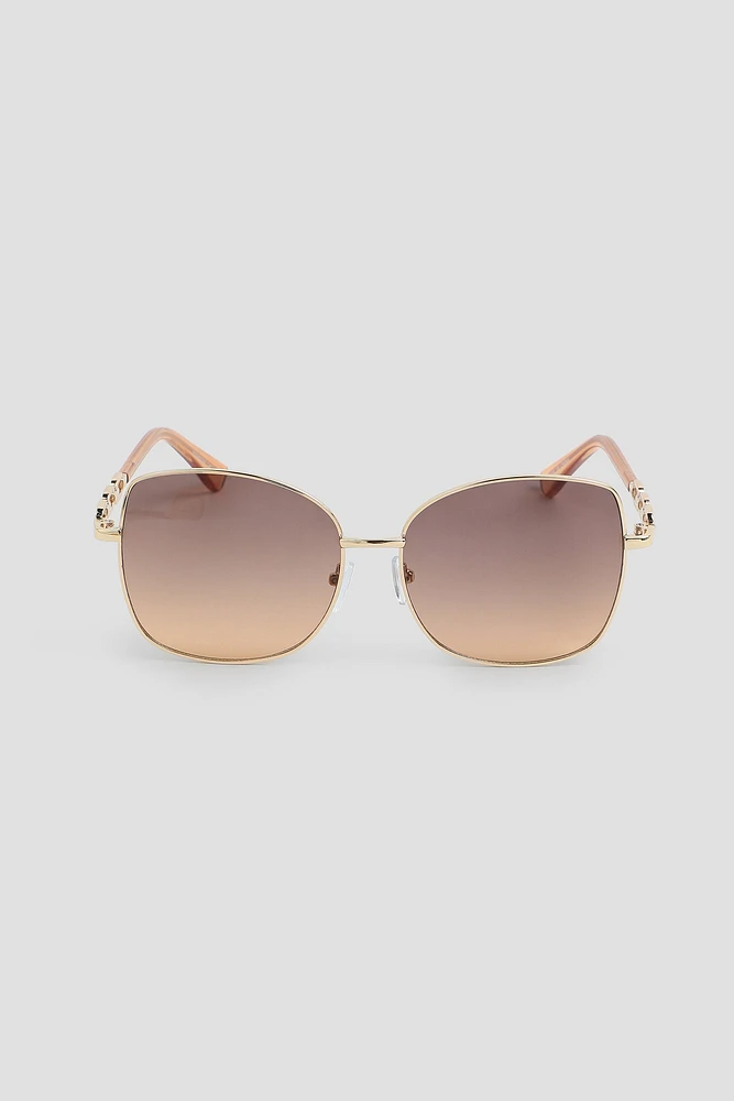 Ardene Metal Square Sunglasses in Gold