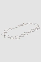 Ardene Rhinestone O-Ring Chain Belt in Silver