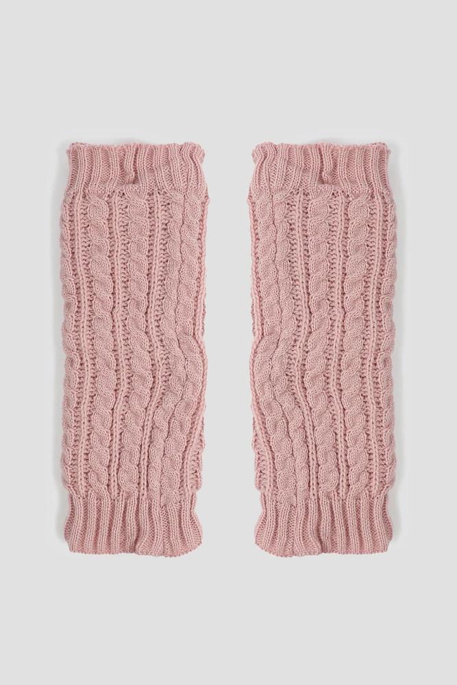 Ardene Cable Knit Leg Warmers in Light Pink | 100% Acrylic