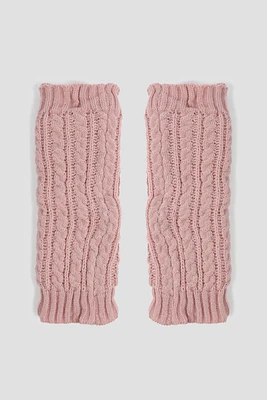 Ardene Cable Knit Leg Warmers in Light Pink | 100% Acrylic