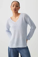 Ardene Shaker Stitch V-Neck Sweater in Light | Size | 100% Acrylic