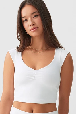 Ardene Butter V-Neck Cap Sleeve T-Shirt in White | Size | Nylon/Elastane