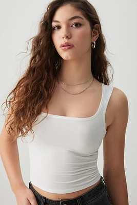 Ardene Crop Rib Trapeze Neck Tank Top in | Size | Polyester/Elastane | Eco-Conscious