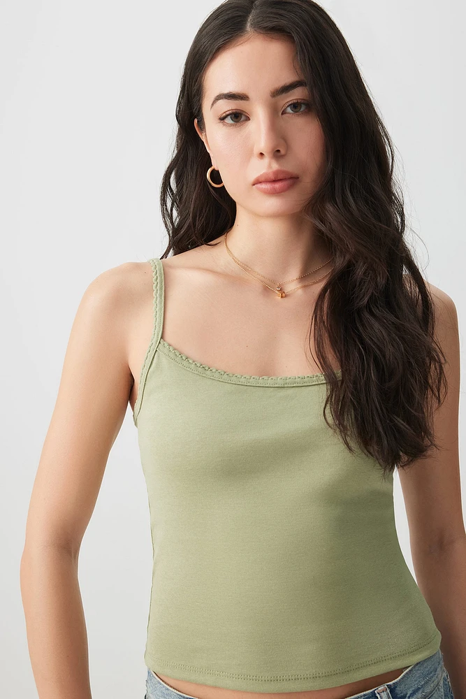 Ardene Basic Spaghetti Strap Tank Top in Light Green | Size | Cotton | Eco-Conscious