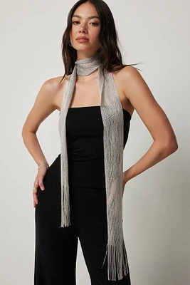 Ardene A.C.W. Sparkly Scarf in Silver | Polyester