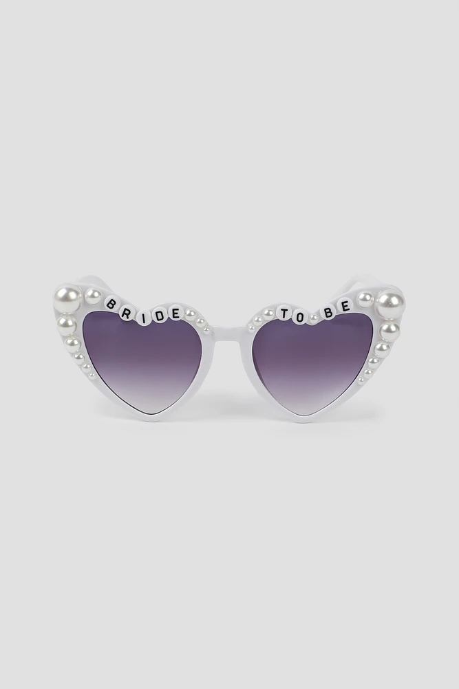 Ardene Heart Shaped Bride To Be Sunglasses in White