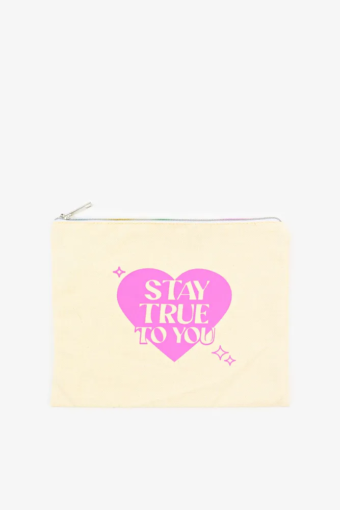 Ardene Stay True To You Makeup Bag in Beige