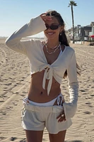 Ardene Pull On Soft Knit Shorts in White | Size | Polyester/Viscose