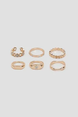 Ardene 6-Pack Asssorted Gold Rings | Size