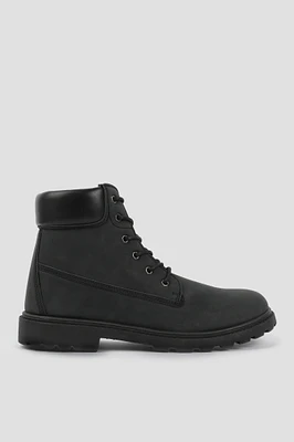 Ardene Man Lug Sole Lace-Up Boots For Men in Black | Size | Faux Suede