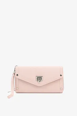 Ardene Faux Leather Flap Wallet in Blush | Faux Leather/Polyester
