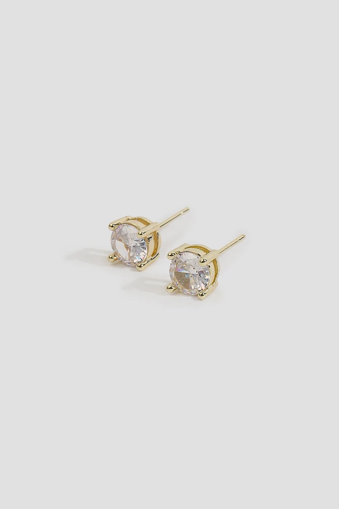 Ardene 6mm Stainless Steel Cubic Zirconia Studs in Gold