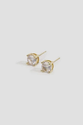 Ardene 6mm Stainless Steel Cubic Zirconia Studs in Gold