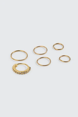 Ardene 6-Pack Nose Rings in Gold