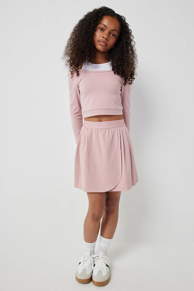 Ardene Kids Wrap Skort in Light Pink | Size XL | Nylon/Elastane