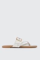 Ardene Toe Loop Flat Sandals with Chunky Buckle in | Size | Faux Leather | Eco-Conscious
