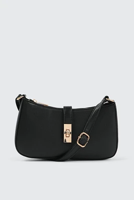 Ardene Twist Lock Shoulder Bag in | 100% Recycled Polyester/Faux Leather | Eco-Conscious