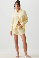 Ardene Waffle Low Rise Shorties in Light Yellow | Size | 100% Cotton