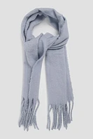 Ardene Solid Scarf with Fringes in Grey | Polyester