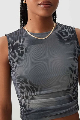 Ardene Ruched Mesh Tank Top in | Size | Polyester/Spandex