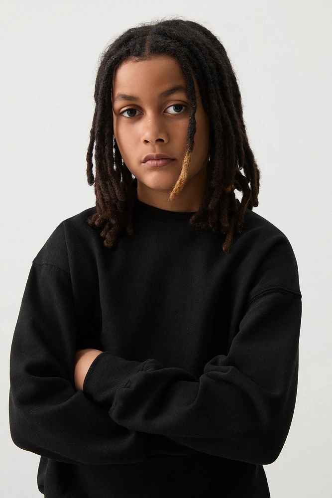 Ardene Kids Solid Crew Neck Sweatshirt in | Size | Polyester/Cotton | Fleece-Lined