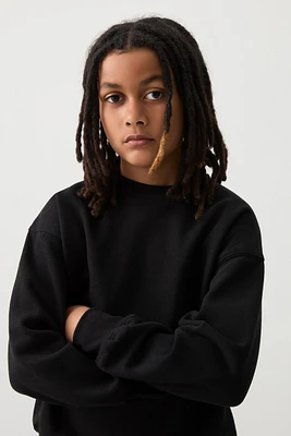 Ardene Kids Solid Crew Neck Sweatshirt in | Size | Polyester/Cotton | Fleece-Lined