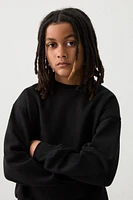 Ardene Kids Solid Crew Neck Sweatshirt in | Size | Polyester/Cotton | Fleece-Lined