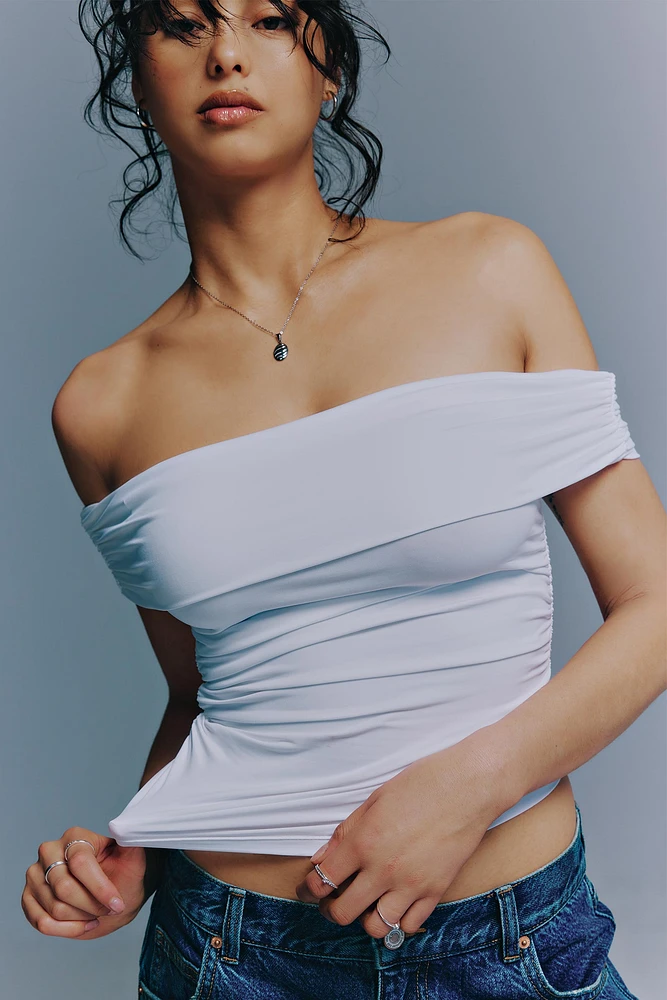 Ardene Contour Off Shoulder Top with Side Ruching in | Size | Elastane/Polyamide