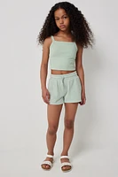 Ardene French Terry Sweatshorts in Light Green | Size | Polyester/Cotton