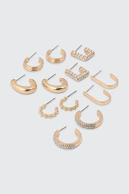 Ardene 6-Pack Assorted Hoop Earrings in Gold | Stainless Steel