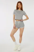 Ardene Contrast Binding Dolphin Shorts in Grey | Size | Polyester/Spandex