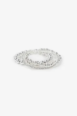 Ardene 3-Pack Stretch Bead Bracelets in Silver