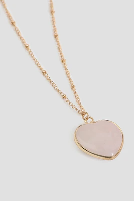 Ardene Heart Stone Necklace in Light Pink