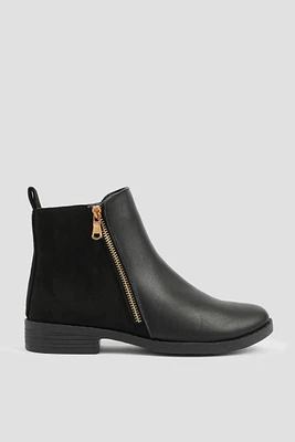 Ardene Double Zip Ankle Boots in | Size | Faux Leather | Eco-Conscious