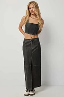 Ardene Washed Faux Leather Maxi Skirt in Black | Size | Faux Leather/Polyester