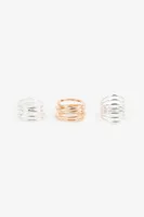 Ardene 3-Pack Cutout Rings in Silver | Size