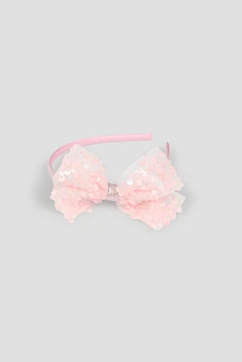 Ardene Light Pink Sequin Bow Headband