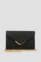 Ardene Enveloppe Clutch in Black | Faux Leather/Polyester