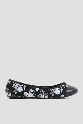 Ardene Ballet Flats with Bow | Size | Faux Leather/Faux Suede
