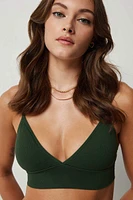 Ardene Seamless Ribbed Bralette in Dark Green | Size | Nylon/Elastane | Eco-Conscious